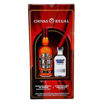 Whisky Chivas Regal 12 750 ml + Absolut Vodka 200ml