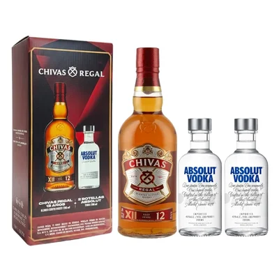 Whisky Chivas Regal 12 Años 750 ml C/2 Absolut 200 ml